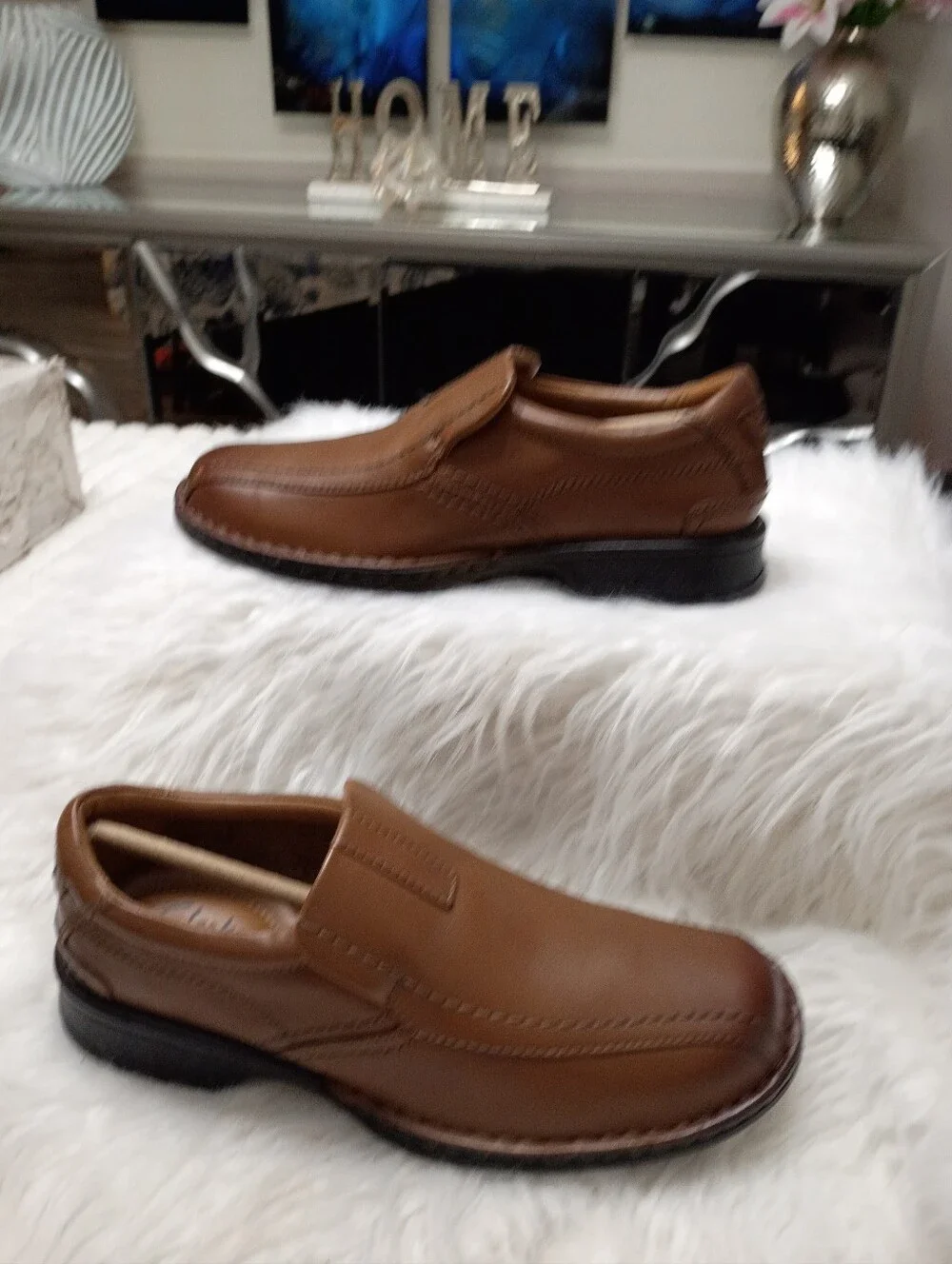 New Clarks Escalade Step Brown Leather Slip-On Comfort Loafers Men's 7M